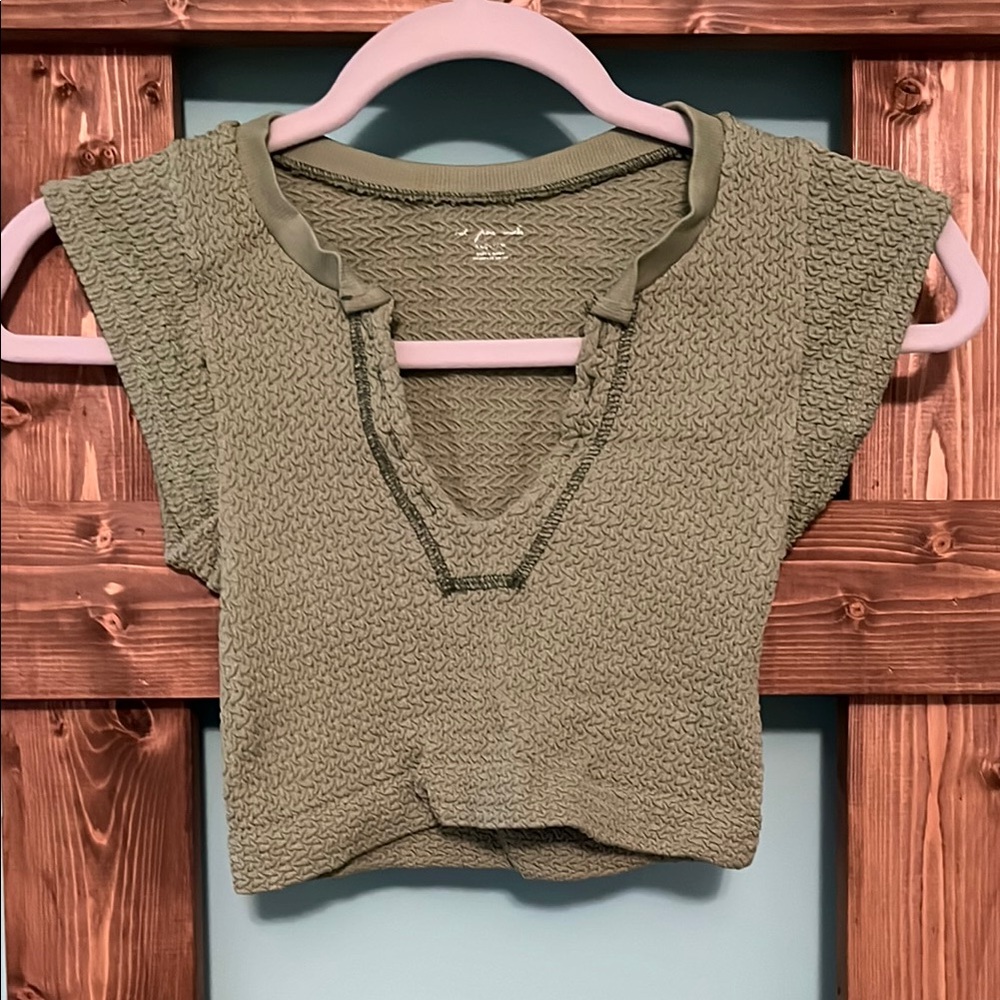 Urban Outfitters Green Cap Sleeve Crop Top